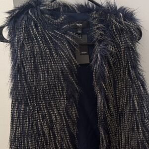 Mossimo Supply Co. Blue and Gray Faux Fur Vest